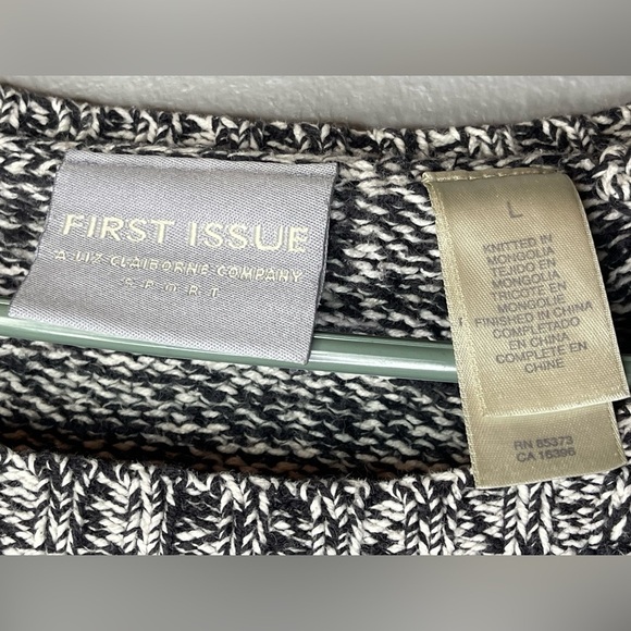 First Issue by Liz Claiborne Black & White Knit Sweater, L - Picture 4 of 6